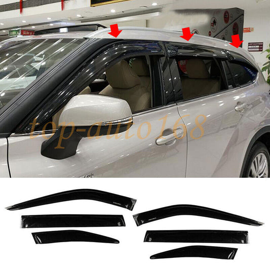 6p for Toyota Highlander 20-24 Black Window Visors Sun Rain Guard Vent Deflector