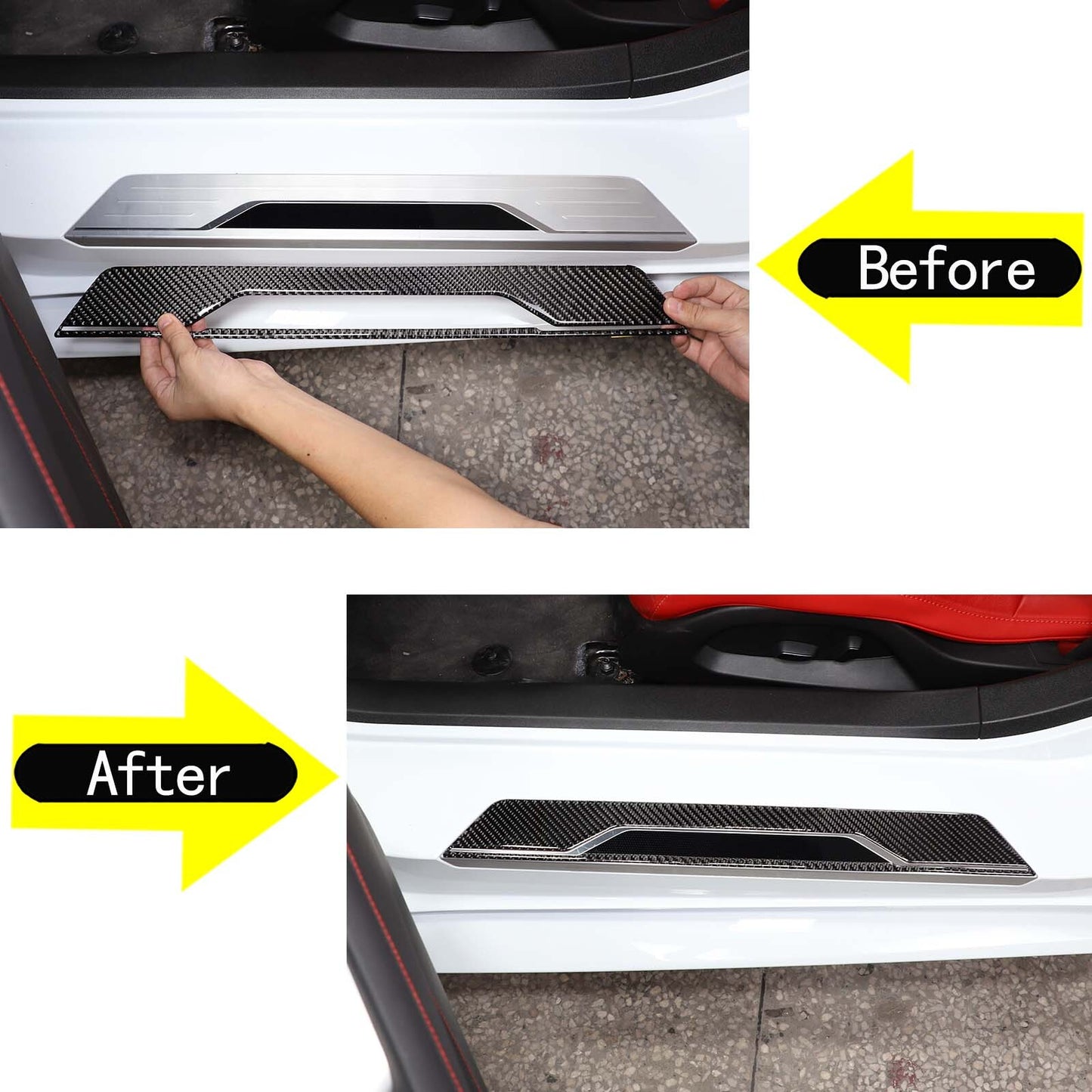 Carbon ABS Interior Door Armrest Panel Trim Cover for Corvette C8 Coupe 2020 - 23- v