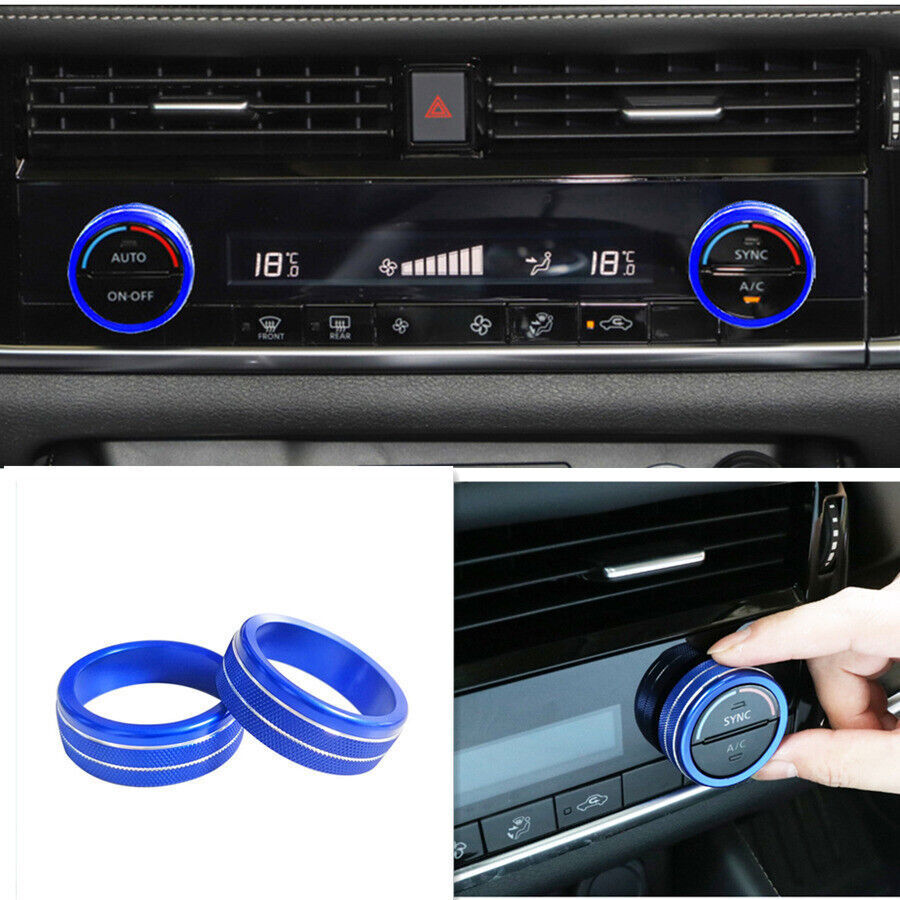 2X Dashboard Console Air Condition Knob Blue Ring Trim for Nissan Rogue 21-2023