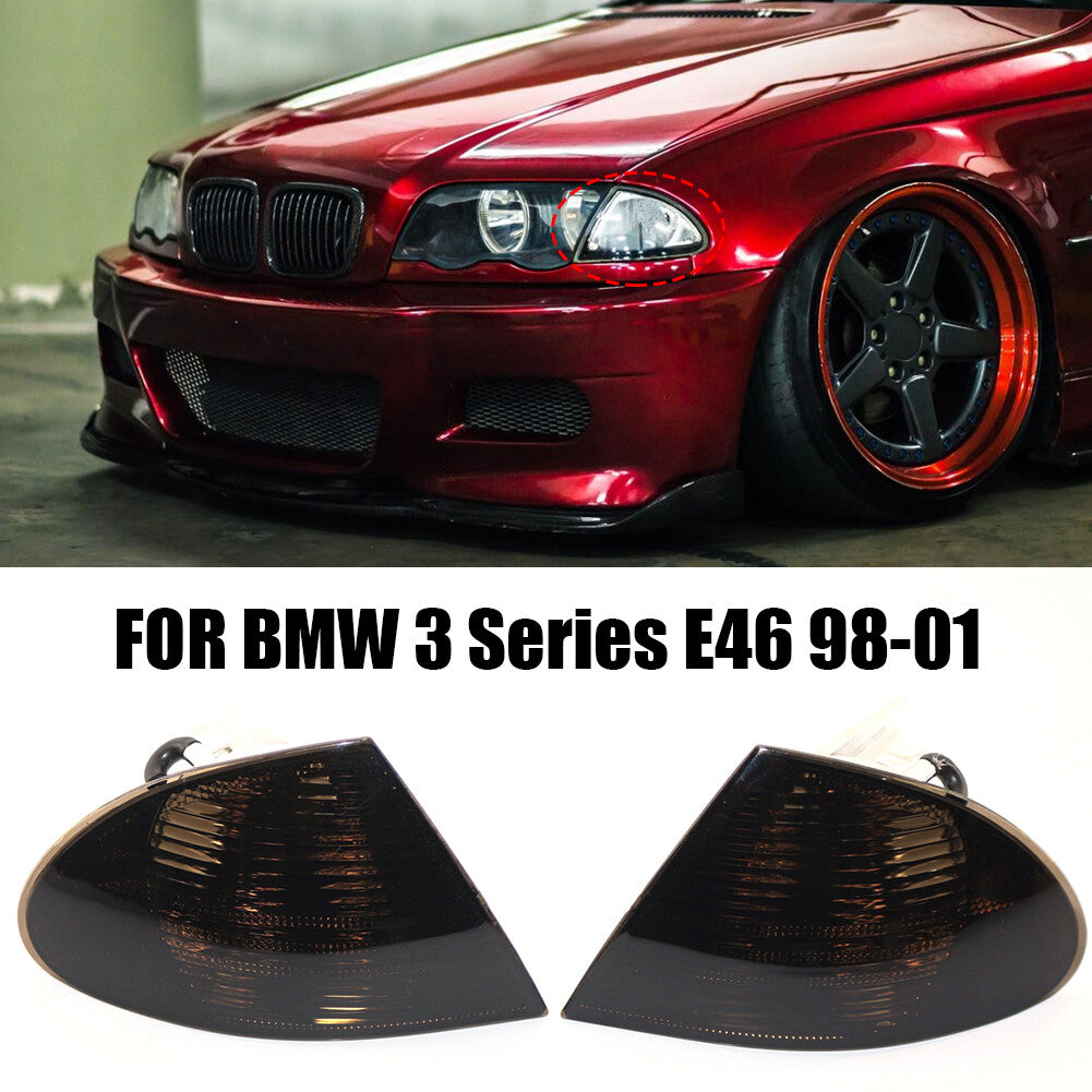 Smoke Turn Signal Corner Light Lamp Left+Right For 99-01 for BMW E46 3-Series Sedan Q