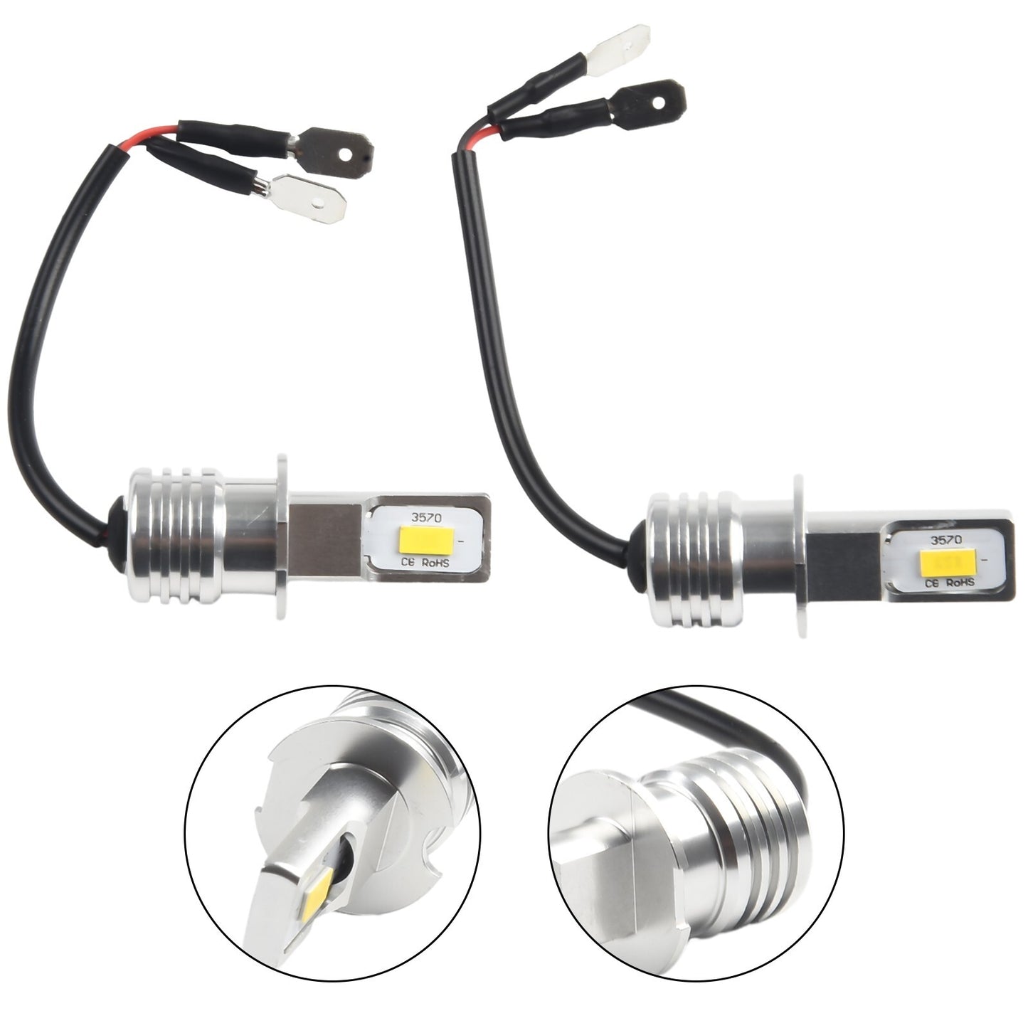 2Pcs H3 LED Fog Light Bulb Conversion Kit Super Bright Yellow DRL Lamp 3000K 80W v