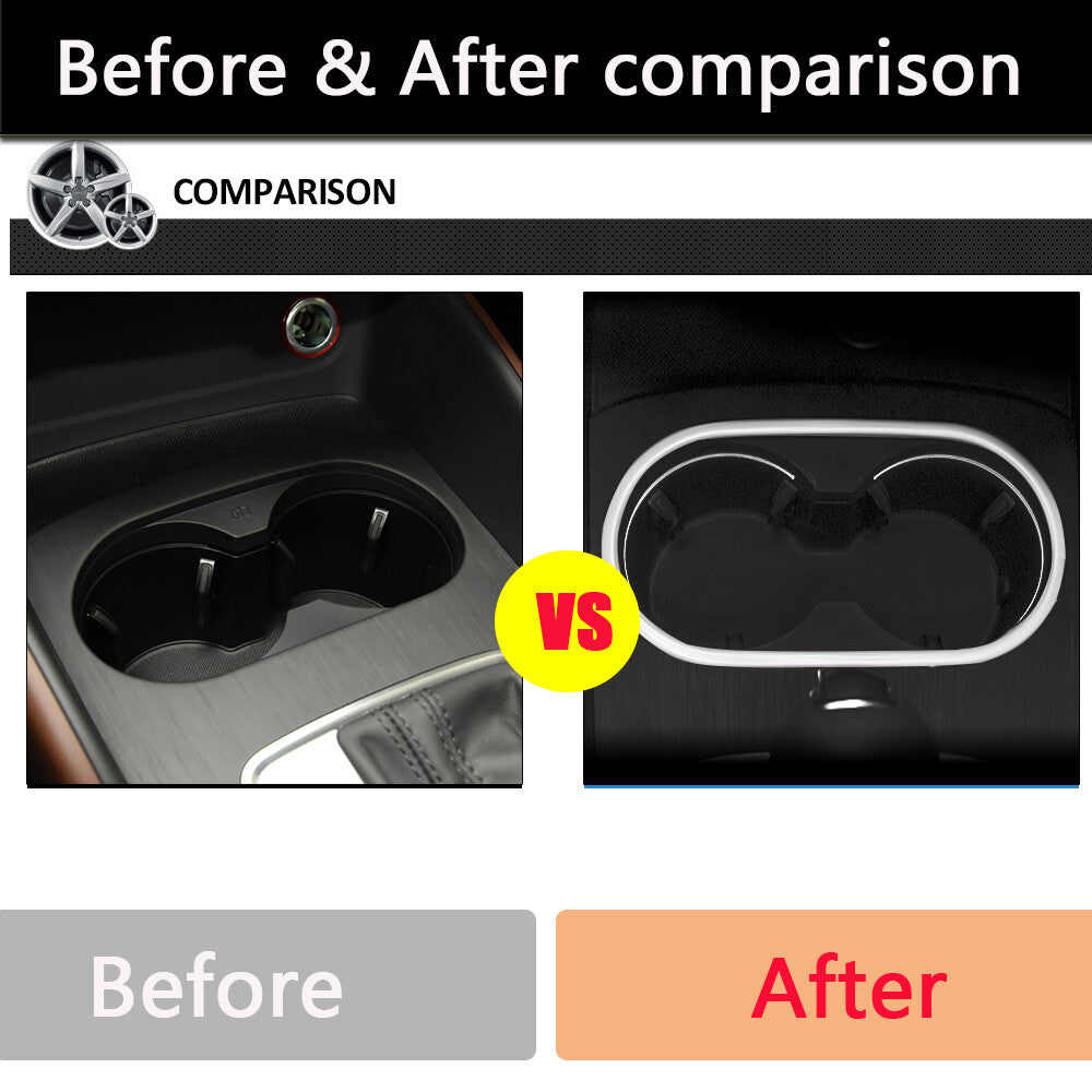 Fit for Audi A3 2014-2020 Stainless Steel Car Water Cup Cover Trim Holder Frame