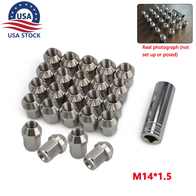 24Pcs M14x1.5 Lug Nuts Wheel Nuts Lug Nuts 19mm Hex 35mm Tall Stainless Steel Q