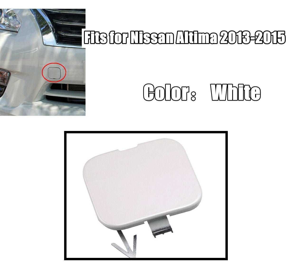 Front bumper drag hook cap, white, 622A03TA0A, suitable for Nissan Altima 2013-2015. Q