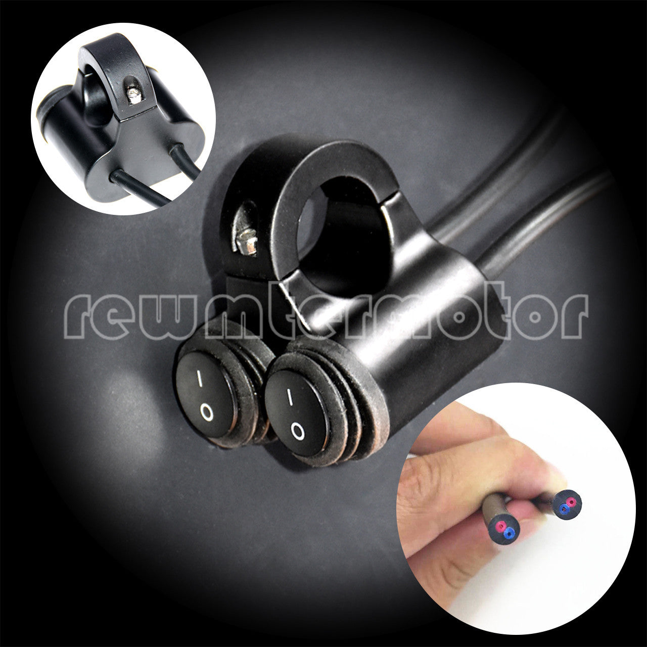 7/8'' Motorcycle Waterproof Handlebar Dual Headlight Fog Light Switch On Off Q