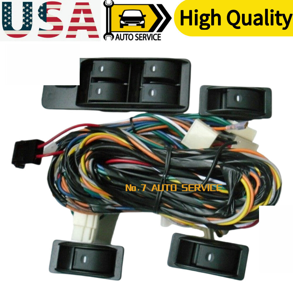 Universal 4 Rocker 5 wire Switch kit Door Lock Power Windows 12V For 4 doors