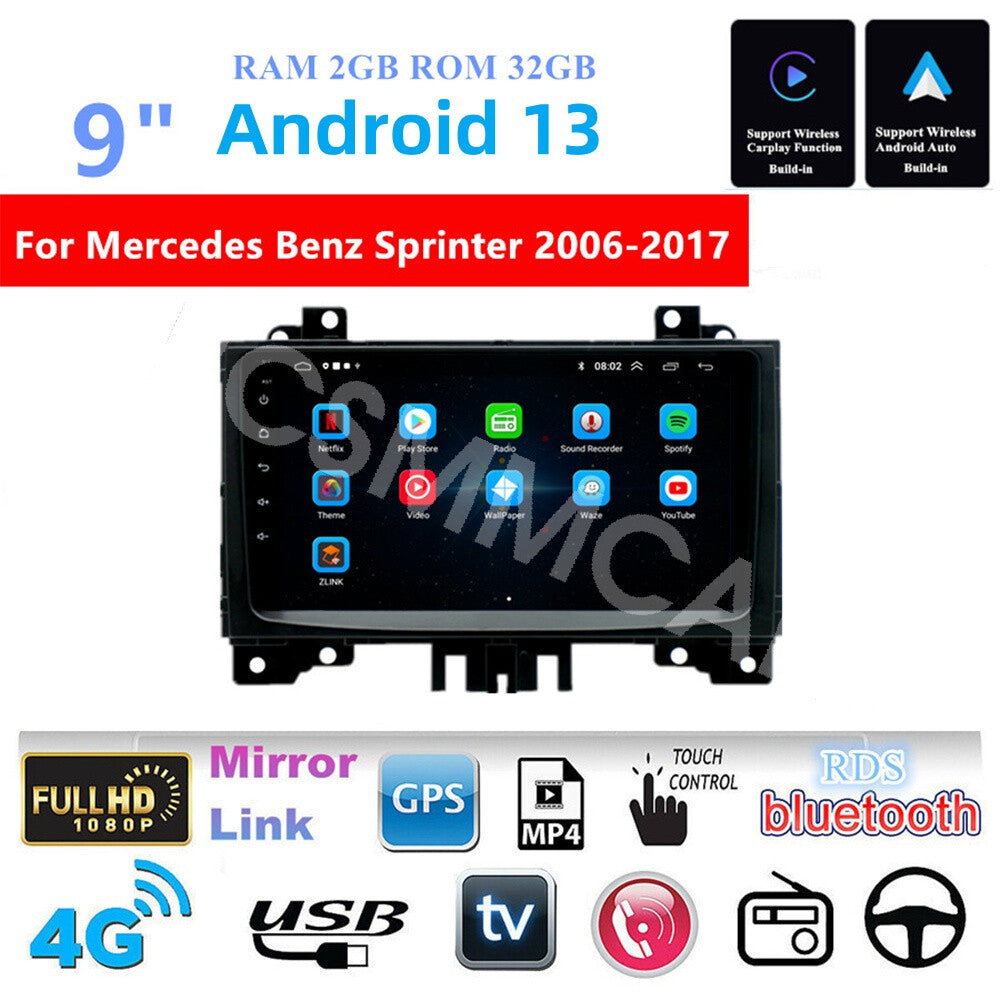 Fit for Mercedes Benz Sprinter 2006-2017 Car GPS Android 13 Radio Stereo Wifi