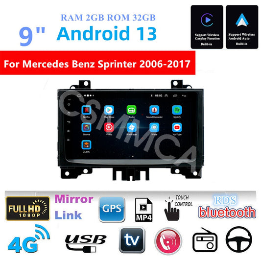 Fit for Mercedes Benz Sprinter 2006-2017 Car GPS Android 13 Radio Stereo Wifi