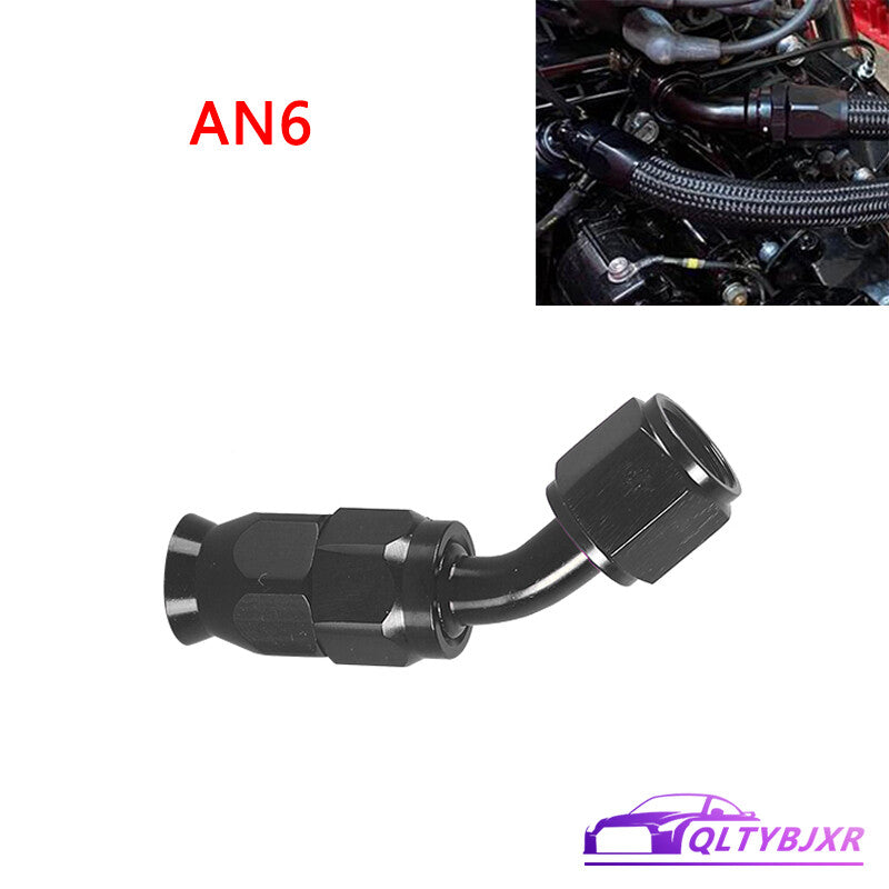 6AN PTFE Hose End Fitting Adapter AN6 45 Degree for PTFE Hose Line Only Black