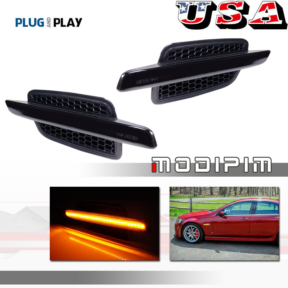 [Plug and Play] Smoked Lens Amber LED Front Marker Light for 08-09 for Pontiac G8