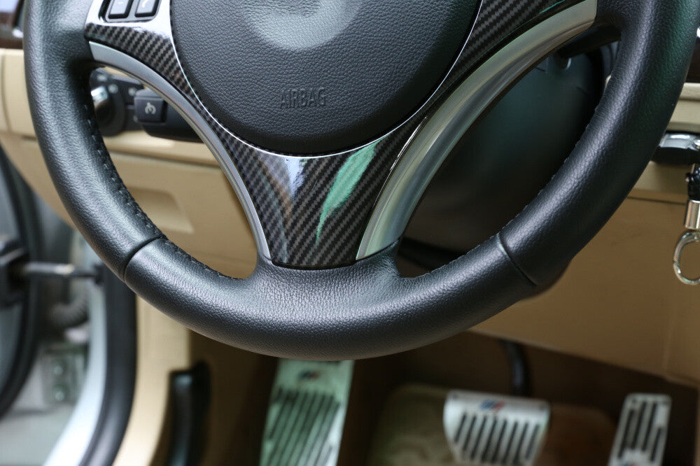 Steering Wheel Cover Decor Trim for BMW 3Series E90 325i 335i 05-12 Carbon Look