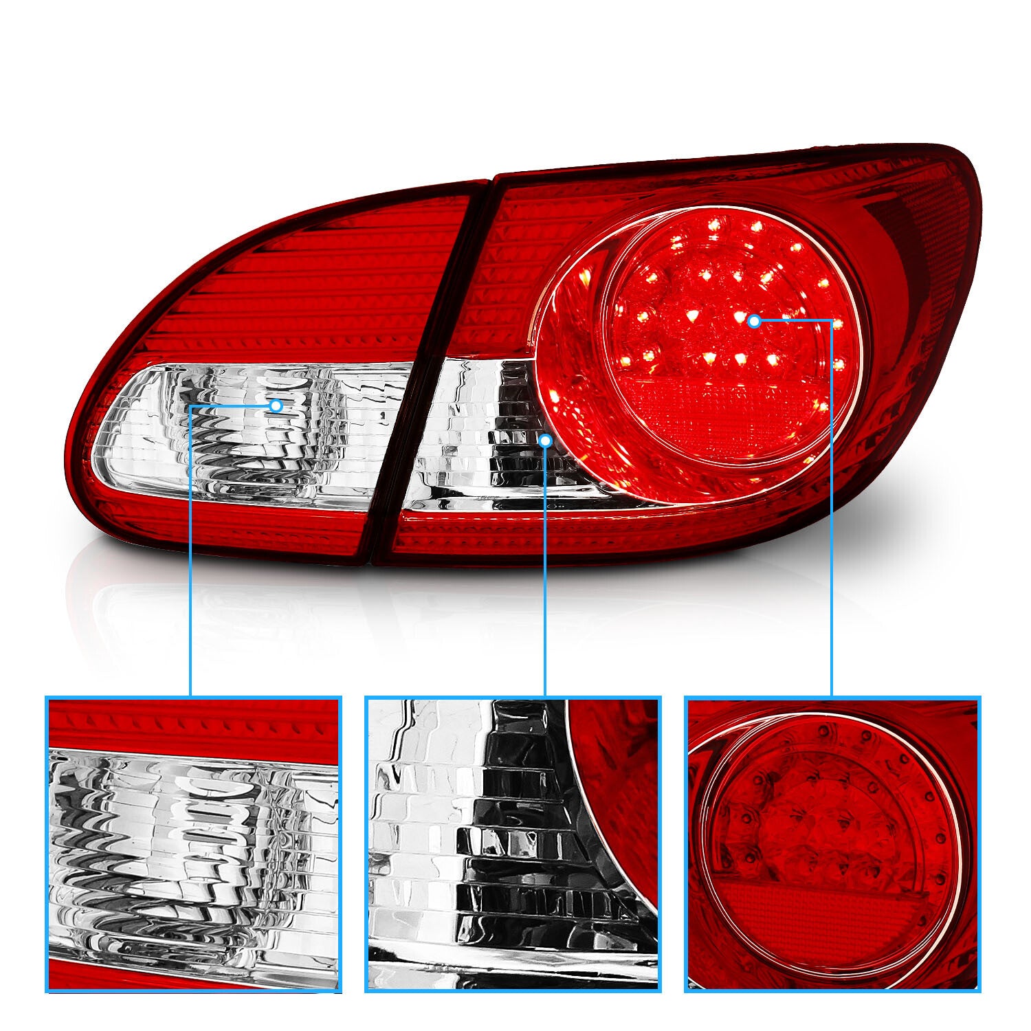 Left&Right LED Tail Lights For 2003 2004 2005 2006 2007 2008 for Corolla Pair n