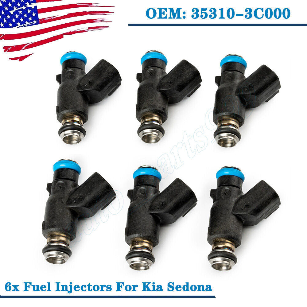 6-pack of new 35310-3C000 fuel injectors, 2007-2008-2009, suitable for Hyundai Santa Fe 3.3L V6. n