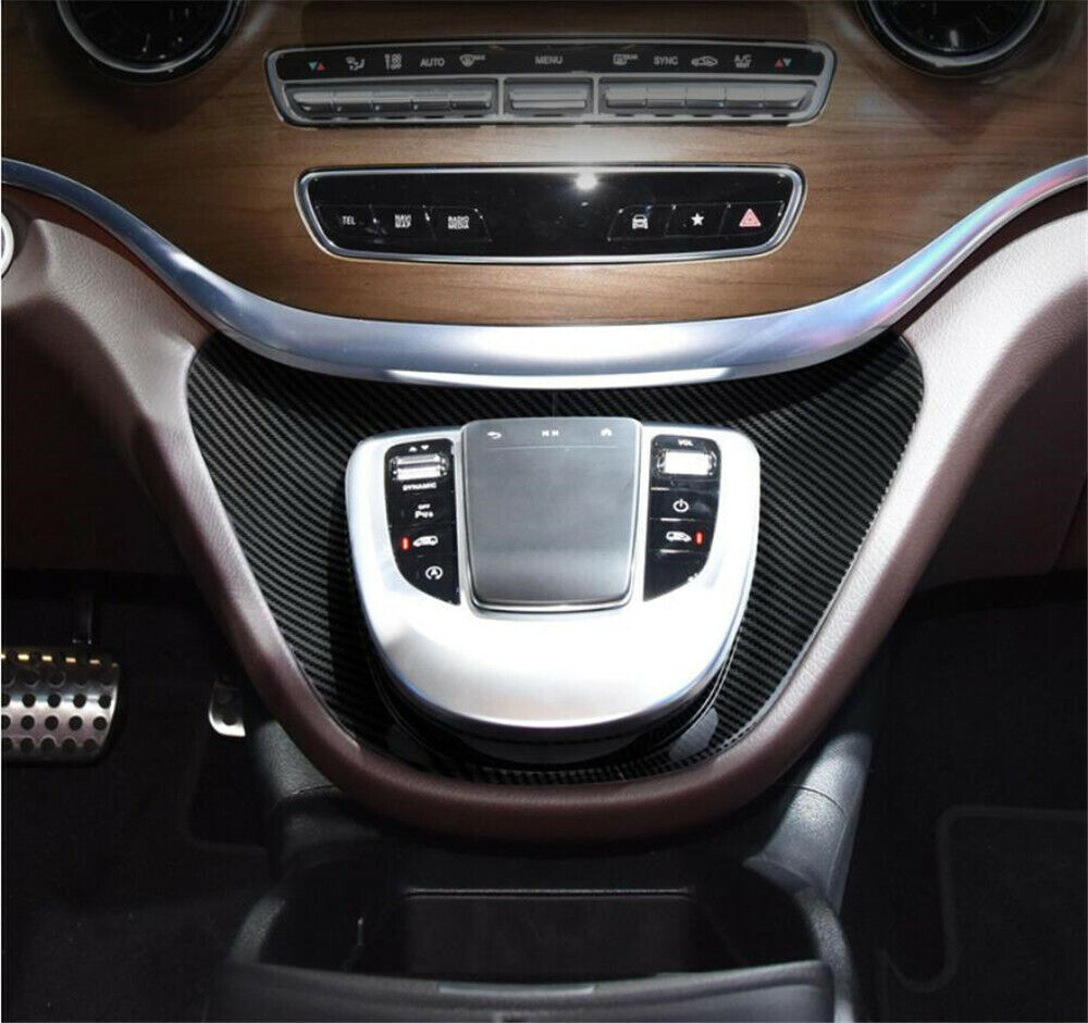 Carbon fiber ABS central control panel multimedia protective cover for V-Class (2015-20) n