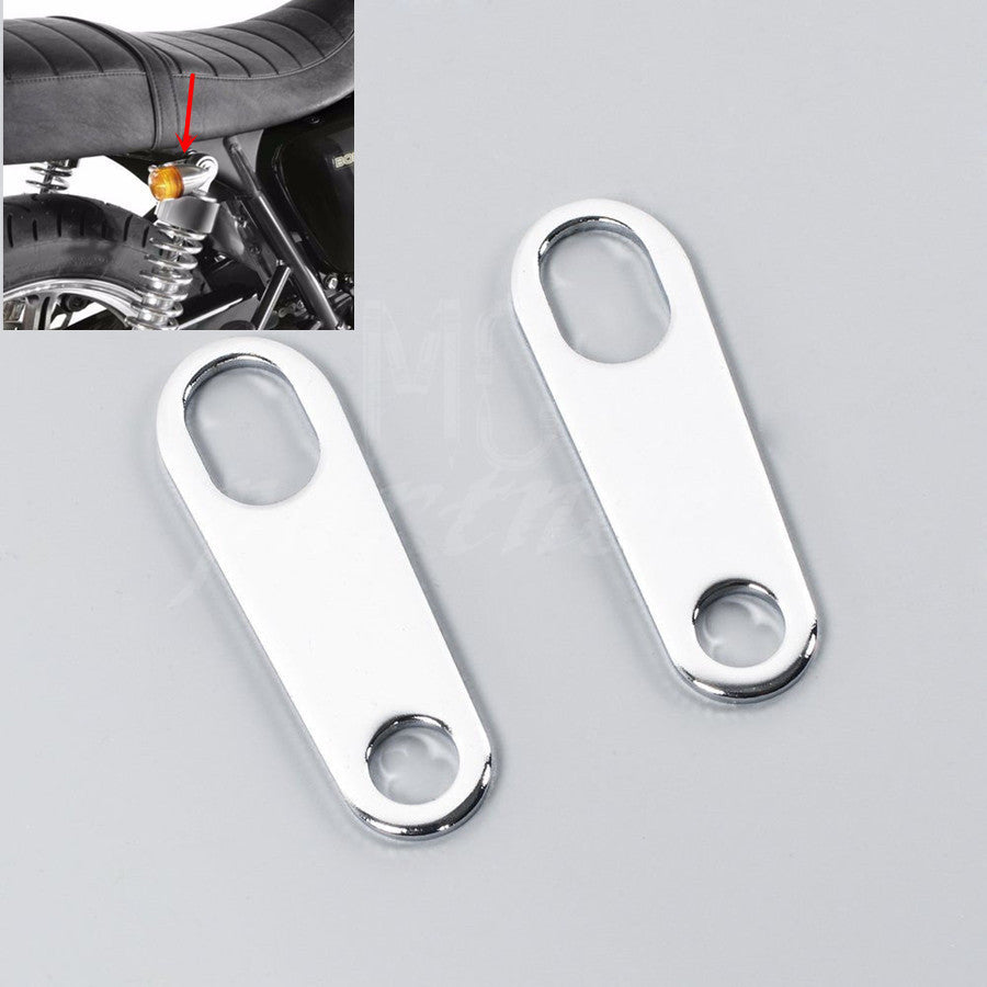 Silver Rear Turn Signal Relocater Holder Shock Bracket Old School Cafe Racer Q