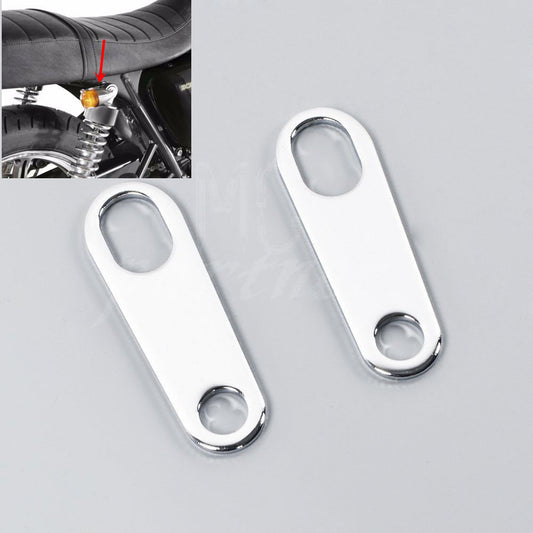 Silver Rear Turn Signal Relocater Holder Shock Bracket Old School Cafe Racer Q