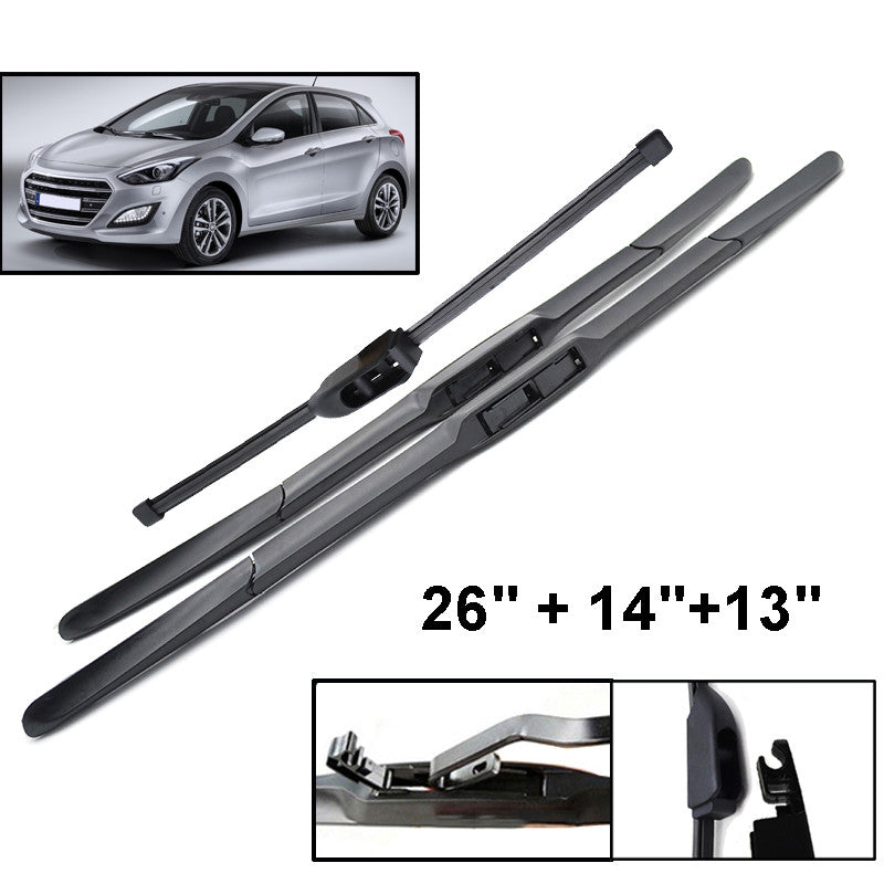 for HYUNDAI I30 GD 2012-2017 WINDSHIELD WIPER BLADES FRONT + REAR Q