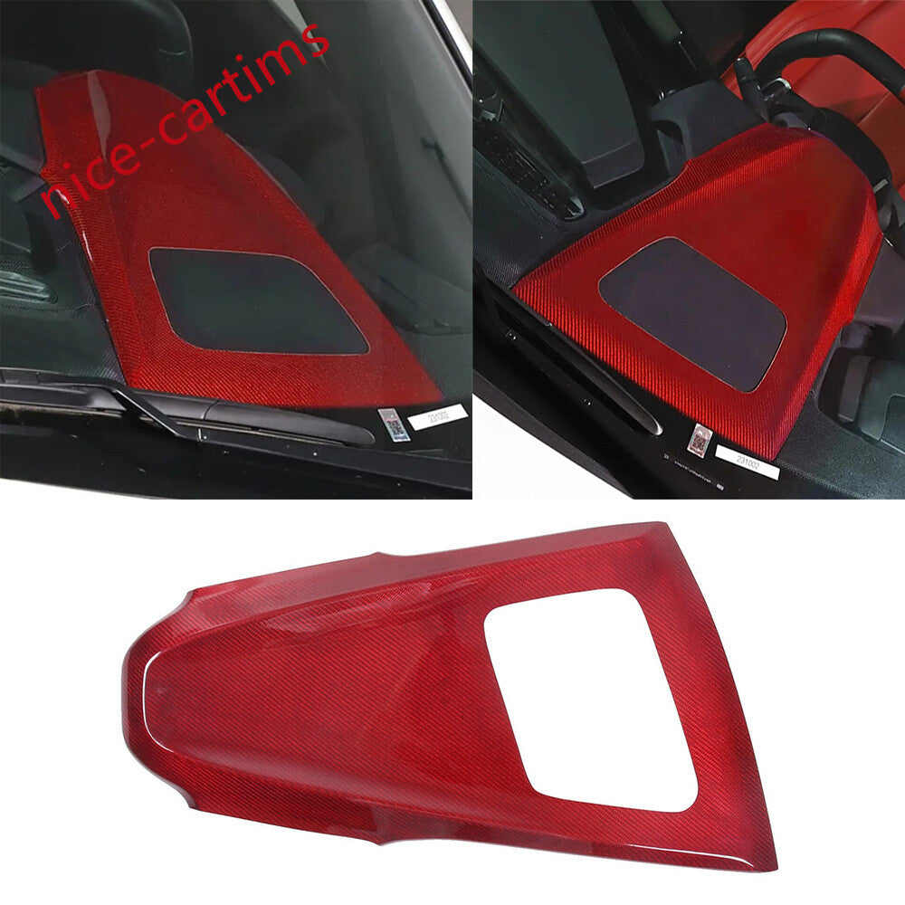 Red Carbon Fiber W/ HUD Dashboard Upper Panel Trim Fit for Corvette C8 2020-2024