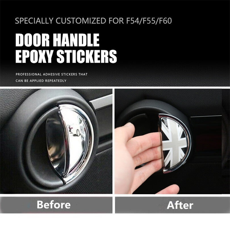 2. Gray Union Jack 3D Car Door Handle Stickers for Mini Cooper R58 R59 R60 R61 - n