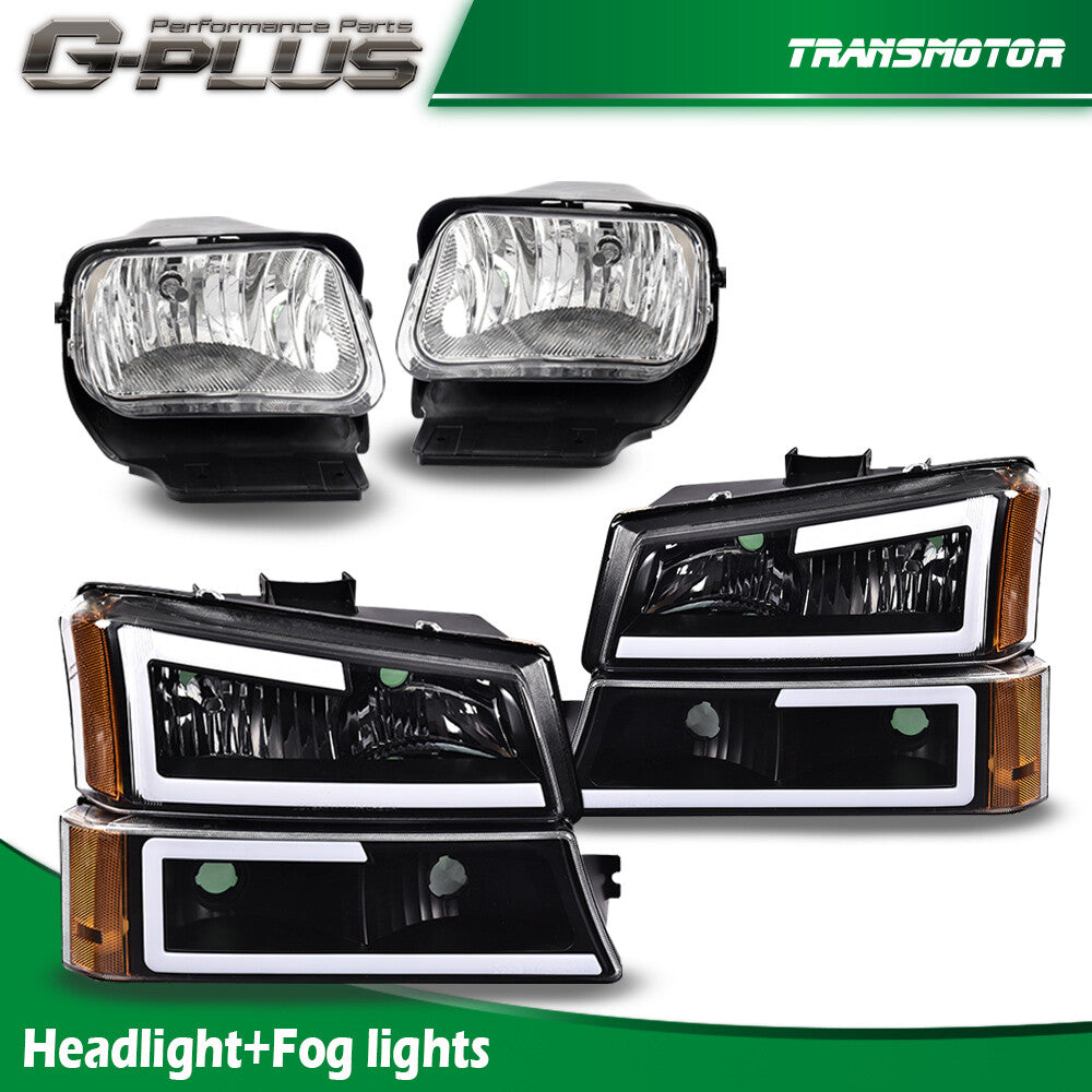 LED DRL Headlight + Fog Light Kit Fits 2003 - 2006 for Silverado Avalanche New - v