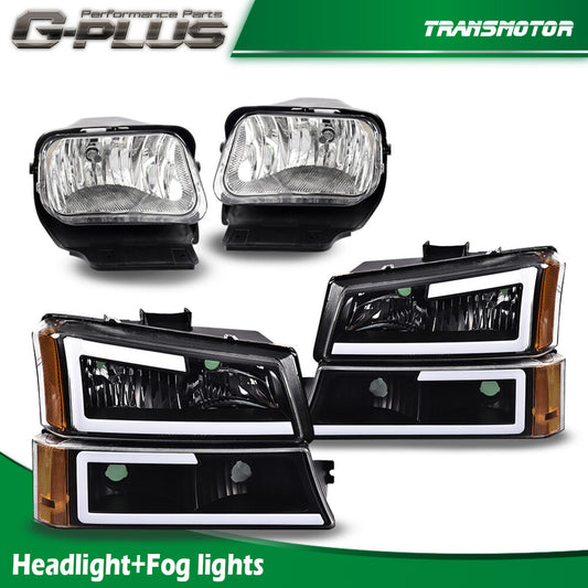 LED DRL Headlight + Fog Light Kit Fits 2003 - 2006 for Silverado Avalanche New - v