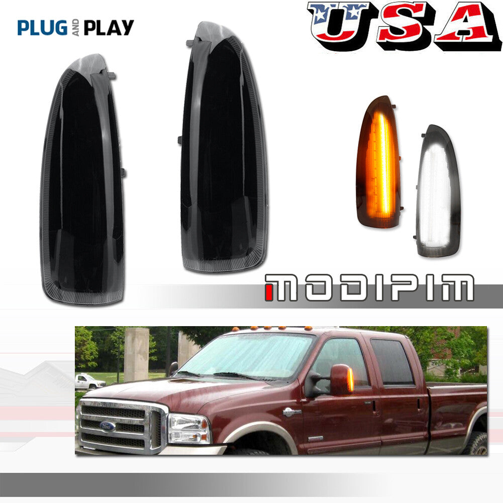 Smoked lens white/amber LED side mirror light suitable for 03-07 F250 F350 SuperDuty- v