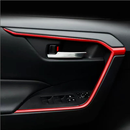 Red Interior Door Molding Strip Decor Trim For RAV4 2019-2024 v