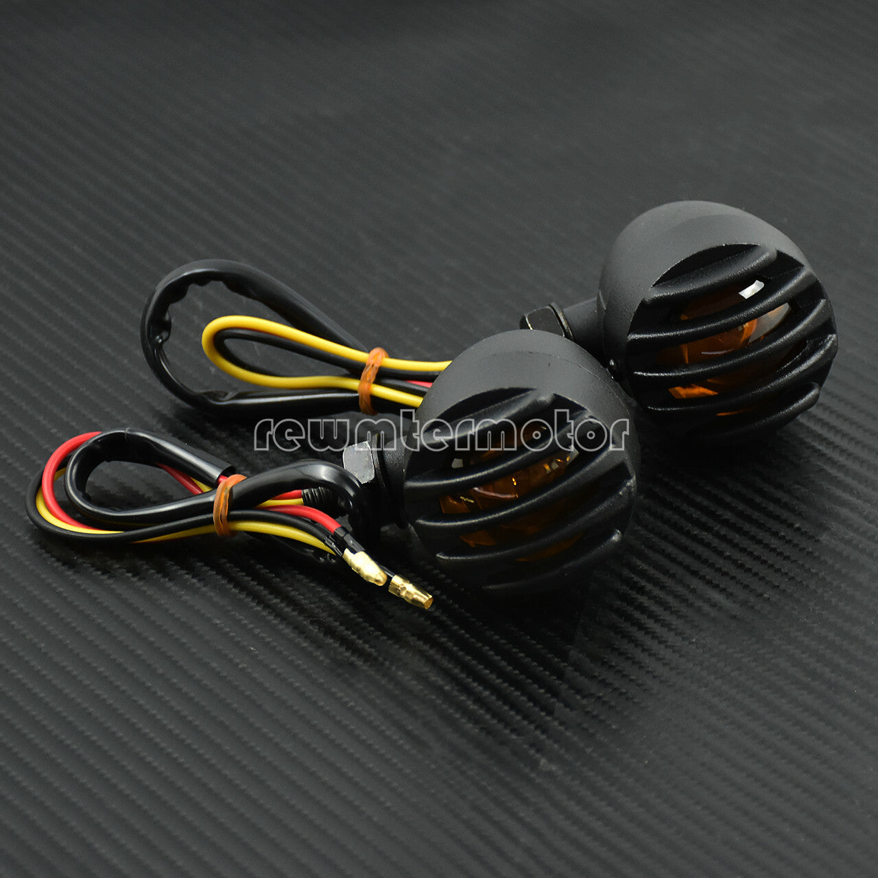 2X Grill Bullet Tail Brake Turn Signal Indicator Lamp Amber Fit for Harley XL883 Q