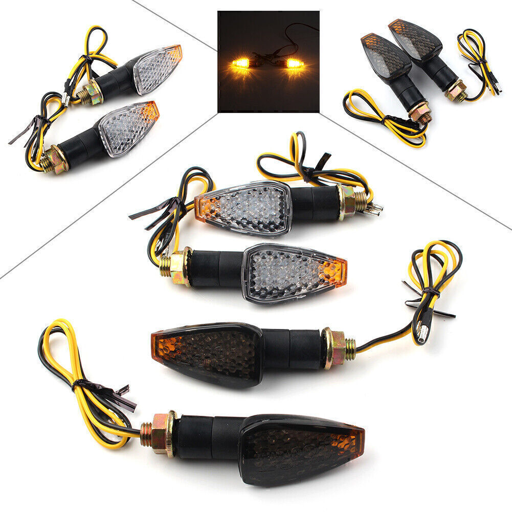 2x Motorcycle Amber LED Turn Signal Indicators Blinkers Lights Universal Q