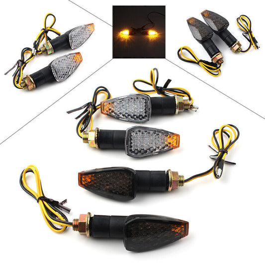 2x Motorcycle Amber LED Turn Signal Indicators Blinkers Lights Universal Q
