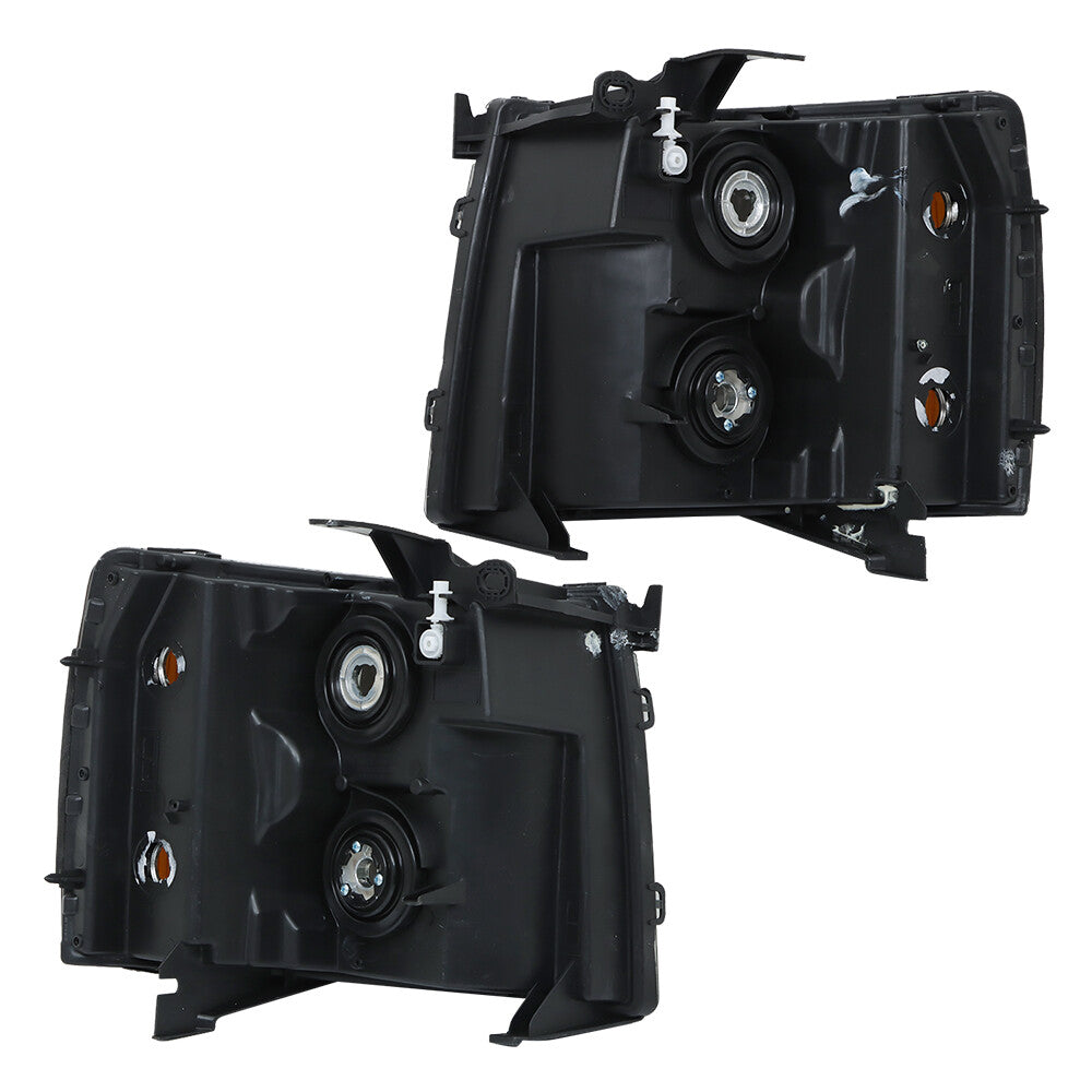 Left and right headlights are compatible with 07-13 Silverado black housing halogen lenses. n