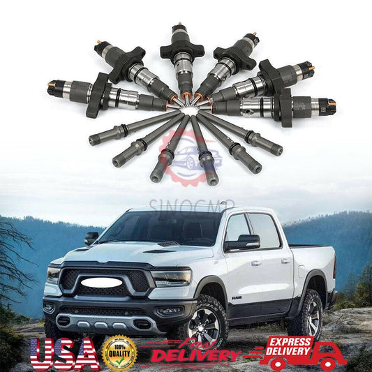 6X Fuel Injector w/ Tube 0445120238 0445120032 for 04-09 for Dodge for Ram 5.9L