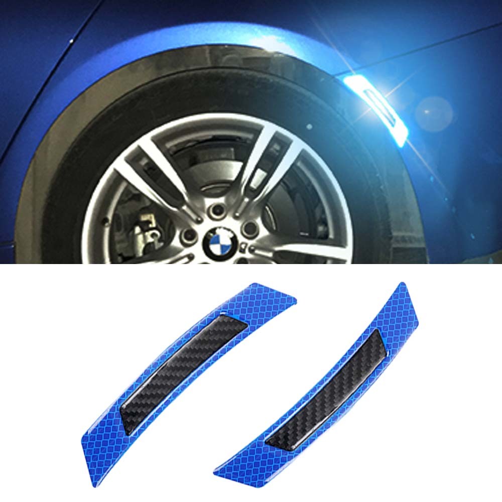 Blue with reflective carbon fiber wheel arch protection decorative stickers