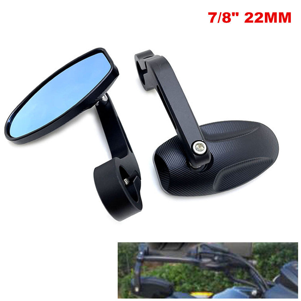 2-Piece Set of 7/8-inch 22mm Motorcycle and Bicycle Handlebar End Rearview Mirrors - CNC Aluminum n