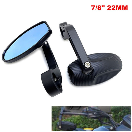 2-Piece Set of 7/8-inch 22mm Motorcycle and Bicycle Handlebar End Rearview Mirrors - CNC Aluminum n