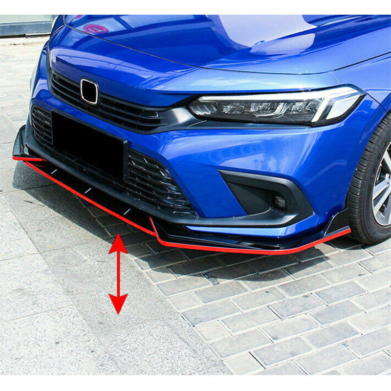 for Honda for Civic Sedan 22-23 BlackRed Front Bumper Lip Splitter Spoiler Lip Kit