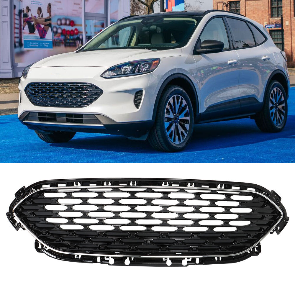 Suitable for 2020, 2021, and 2022 Escape. Front bumper grille trim with black chrome grille. n
