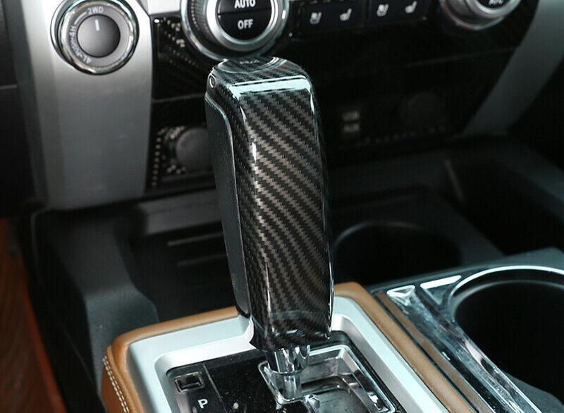 Carbon Fiber Central Console Gear Shift Knob Trim for Toyota Tundra 2014-2021