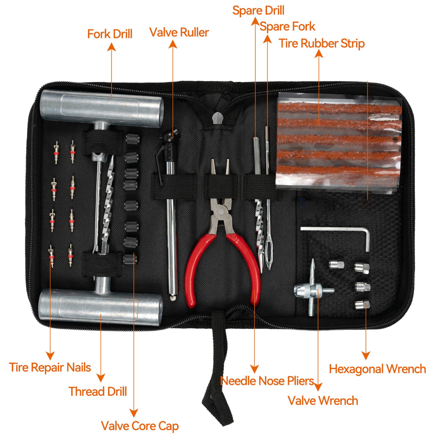45PC Tire Kit DIY Tire Repair Plug Car Flat Repair Truck Motorcycle Home Patch?? Q
