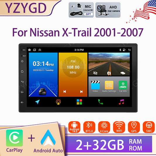 for Nissan for X-Trail 2001-2007 7inch Stereo CarPlay Android Car Radio GPS Screen