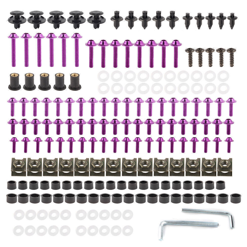 Purple Fairing Bolt Kit body Screws Nuts Set w/ Box Fit for Honda CBR250R CBR300R
