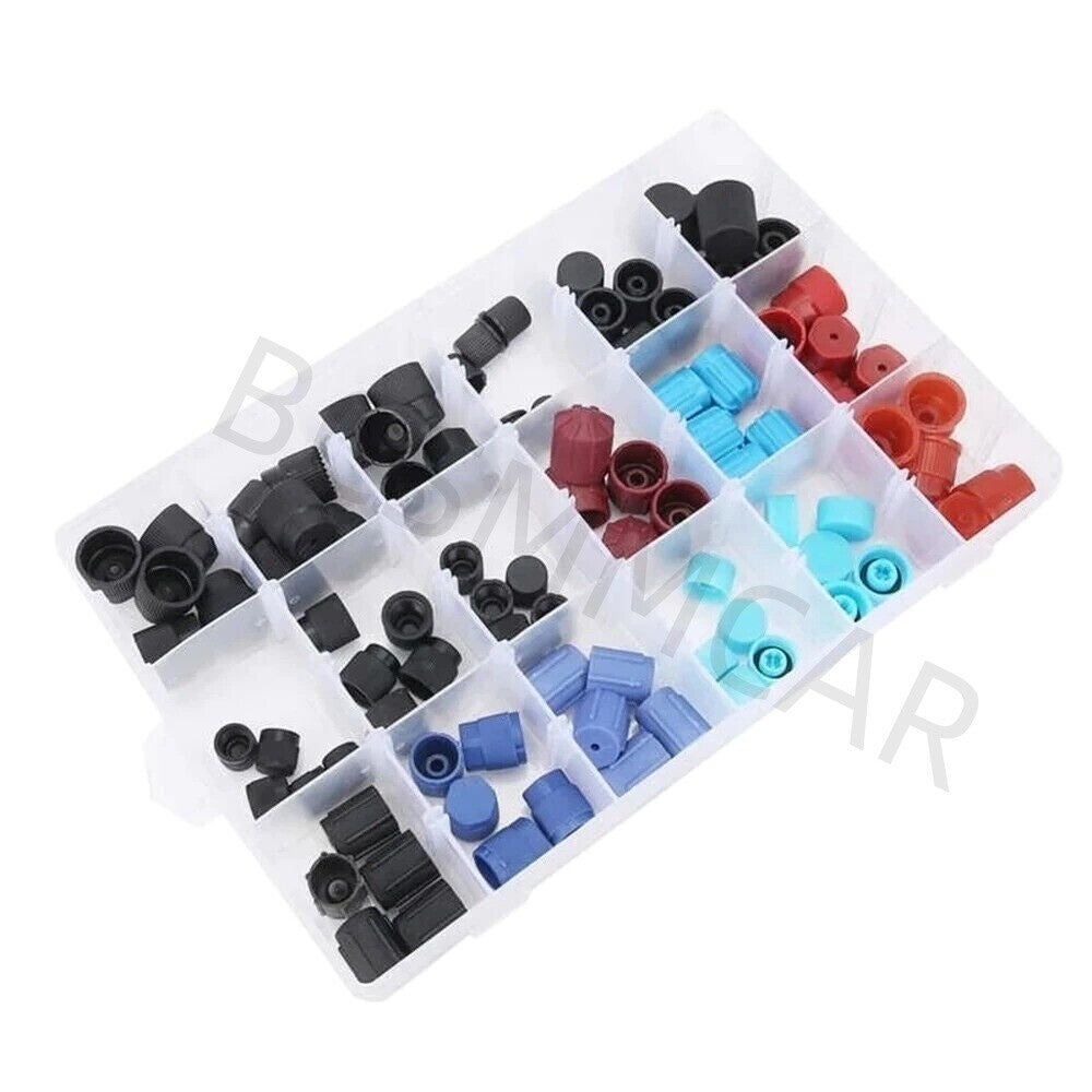 Car Auto A/C System High Low Side Valve Core Dust Cap Sets R134a R12 90Pcs Q