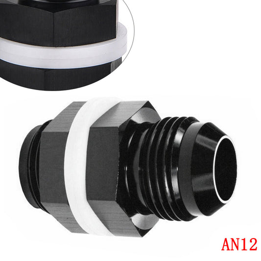 12 AN AN12 Flare Fuel Cell Bulkhead Fitting With Washer Black Q