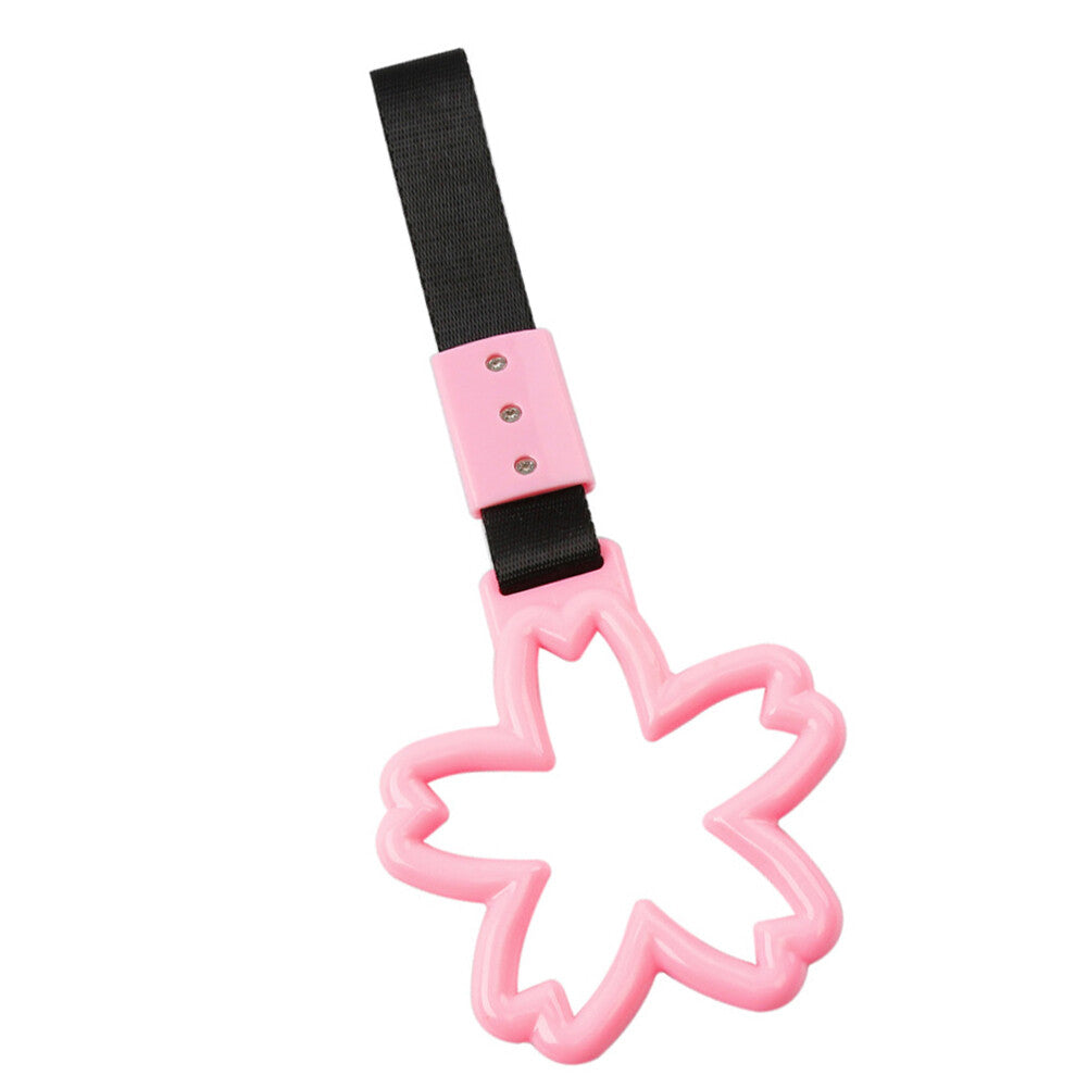 Car Cherry Shaped Ring Train Bus Handle Hand Strap Drift Charm Tools Black+pink