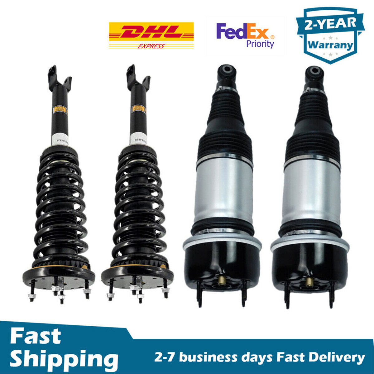 4PCS Front Rear Air Shock Struts Electric for Jaguar XJ XJR XJR575 RWD 2010-2019