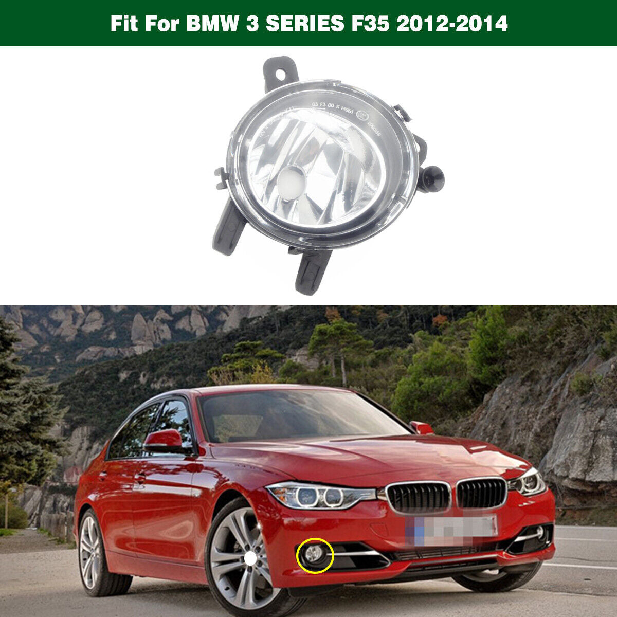 1Pcs Clear Bumper Driving Fog Light Lamp Right for BMW 3 SERIES F35 2012-2014