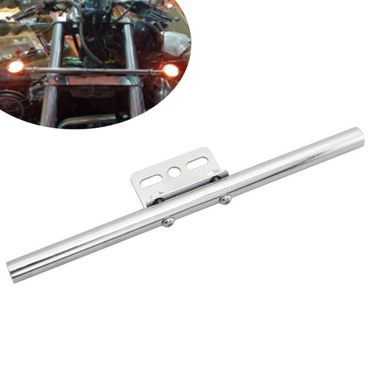 Front Rear Short Mount Turn Signal Light Tube Bar Bracket Silver for Harley Dyna