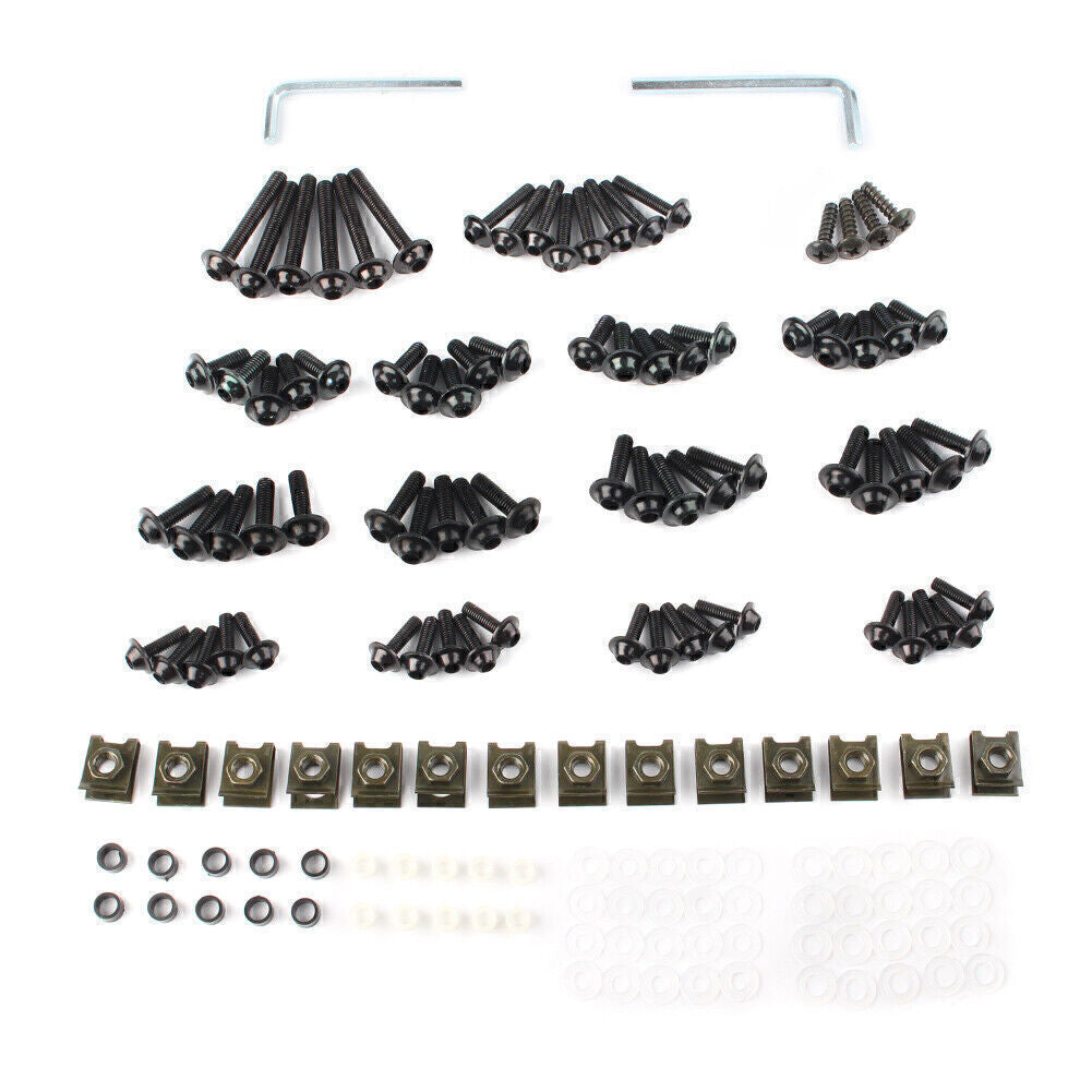 Complete Fairing Bolt Bodywork Screws Nuts Kit Fit for Kawasaki CNC Alloy Black