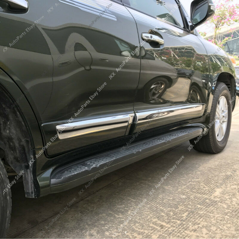 for Toyota for Land Cruiser LC200 2008-2021 Black+Chrome Side Door Body Molding Trim