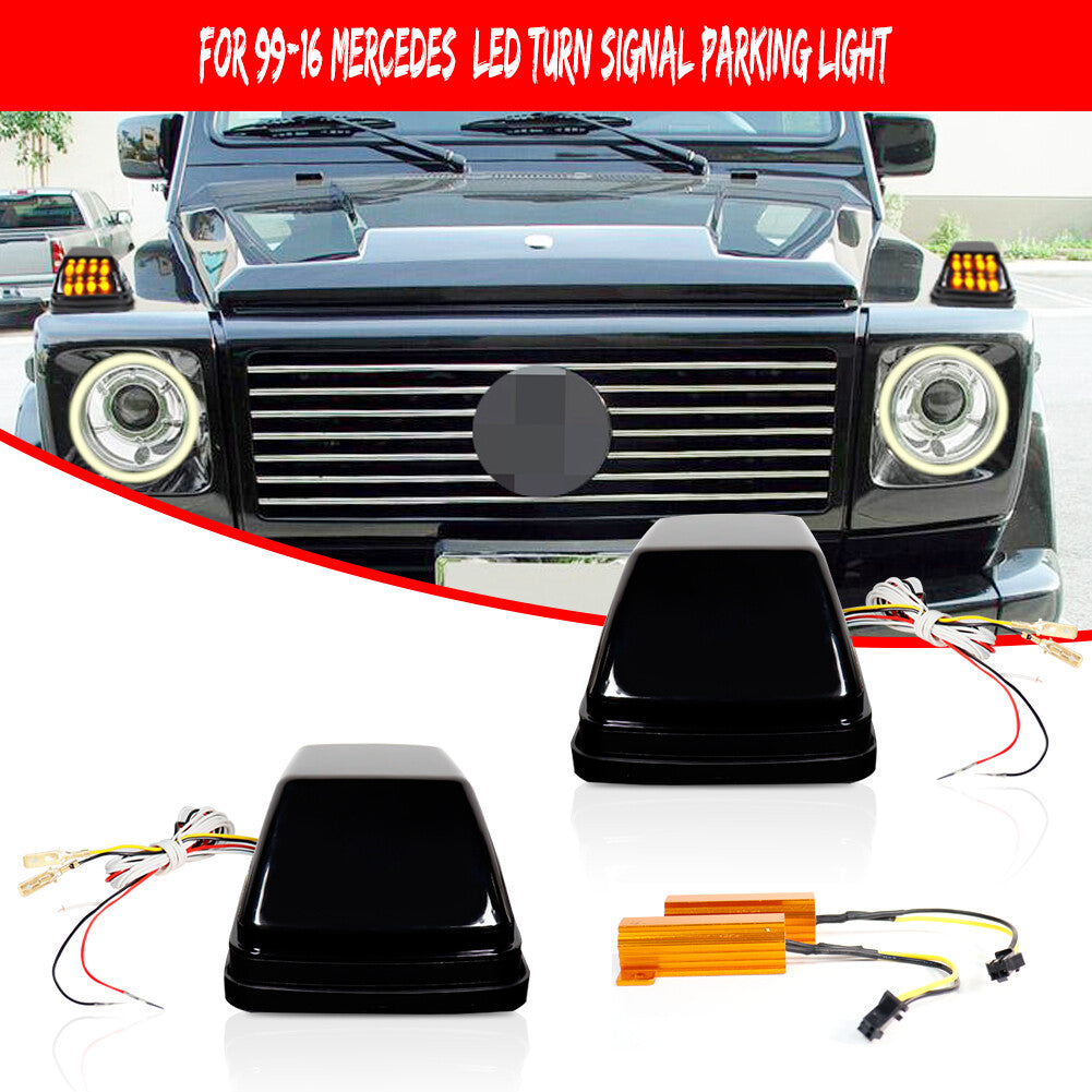 For 1990 - 2018 for Mercedes W463 G-Class Smoke Front Fender Turn Signal Marker LED Light - v